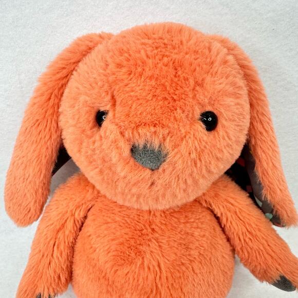 B Softies Orange Bunny Rabbit Plush Lovey Stuffed Animal Floppy Confetti Ears - Picture 2 of 7